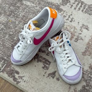 Nike White Sneakers with Purple and Orange Details
